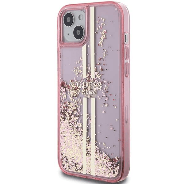 iPhone 15 - roza z zlatmi bleščicami