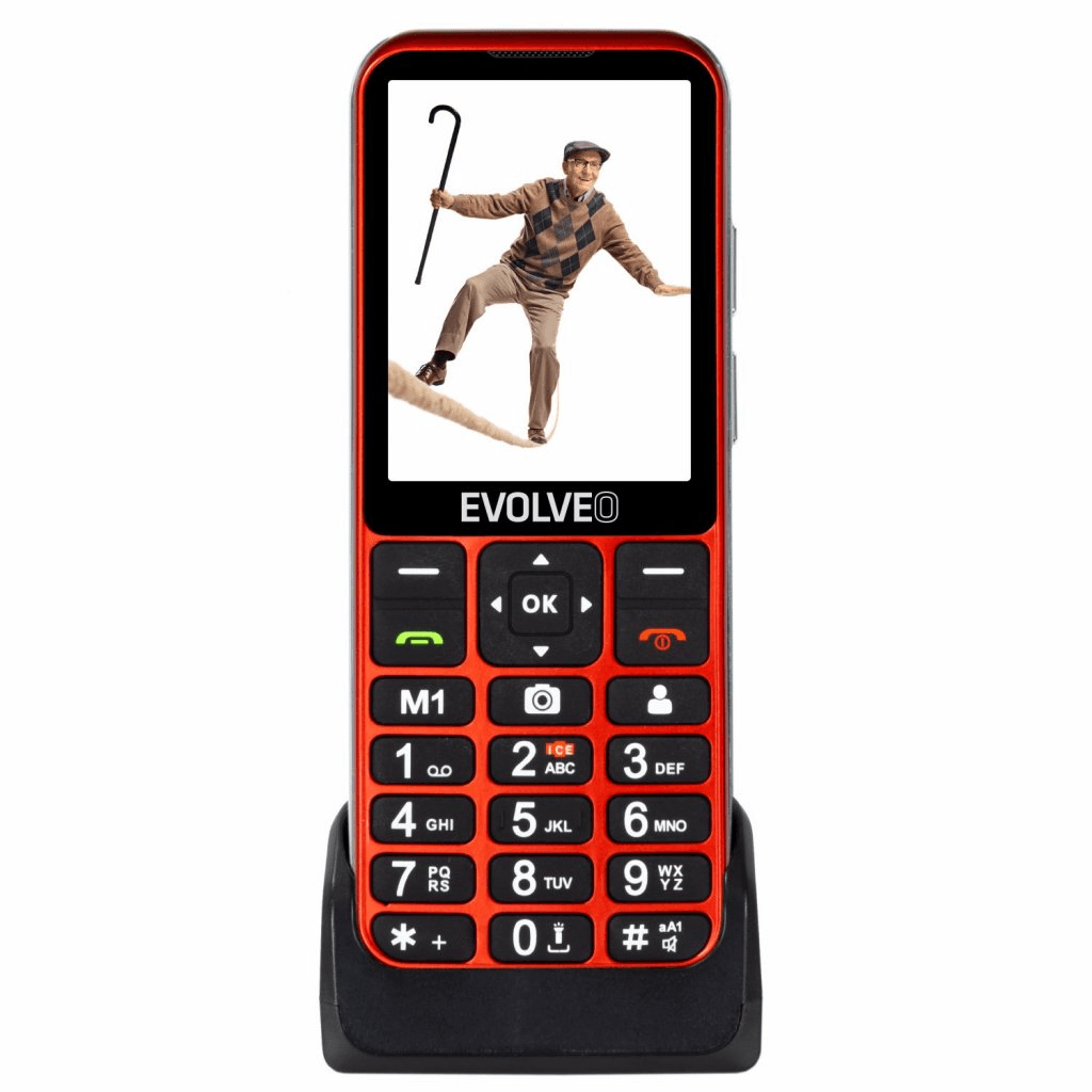 EVOLVEO Easyphone LT EP-880 telefon za starejše na tipke 4G rdeč