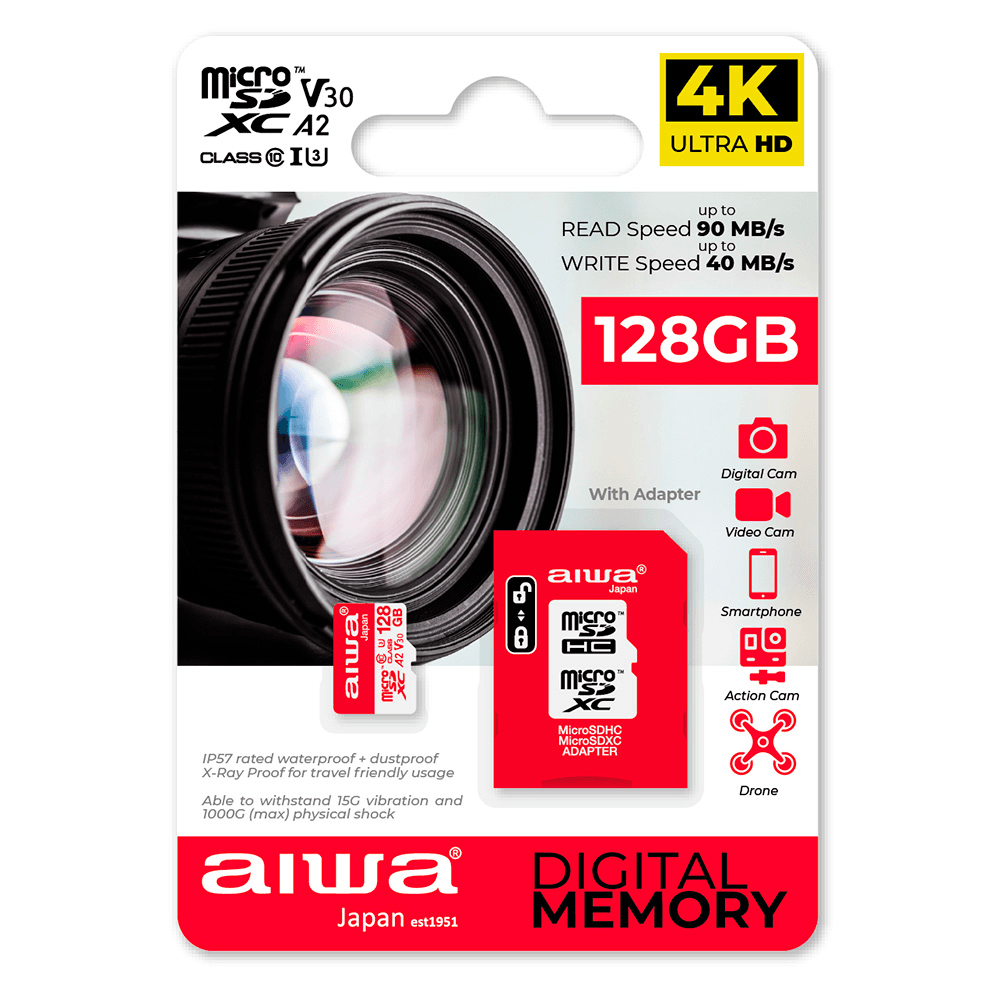 Aiwa 4K spominska kartica MicroSD XC 128GB Class 10