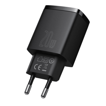 Baseus adapter CCXJ-B01 hišni polnilec 220V Super-SI Quick Charge 20W vhod USB A in Type C - Original (EU Blister) črn