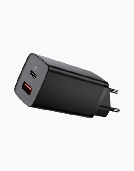 Baseus adapter hišni polnilec 220V Gun2Lite Quick Charge 65W vhod 1x USB A in 1x Type C - Original (EU Blister) črn