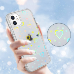 Clear Case silikonski ovitek Hologram za iPhone 13 Pro - prozoren s srčki