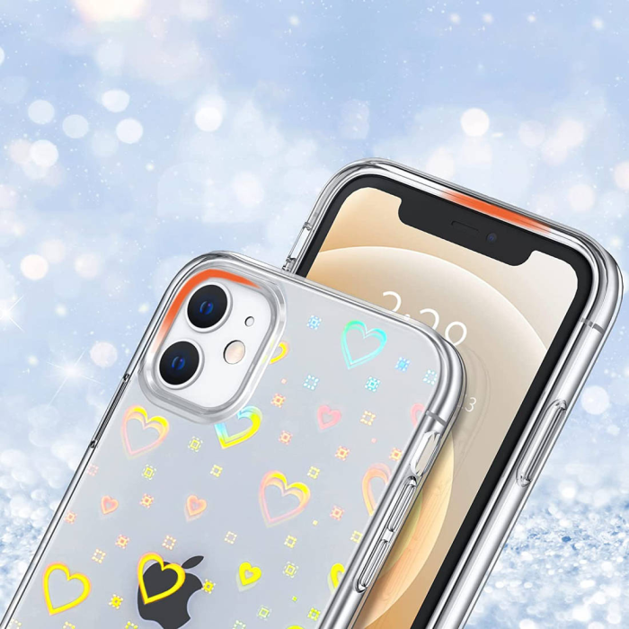 Clear Case silikonski ovitek Hologram za iPhone 13 Pro - prozoren s srčki