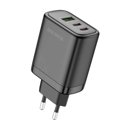 Dux Ducis adapter hišni polnilec 220V C110 Super SI Charge 65W vhod 1x USB A in 2x Type C - Original (EU Blister) črn