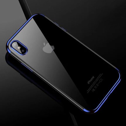 Elegance tanek silikonski ovitek za iPhone 11 Pro - prozoren z modrim robom