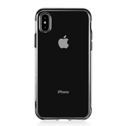 Elegance tanek silikonski ovitek za iPhone 11 Pro Max - prozoren s črnim robom