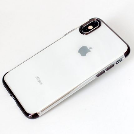 Elegance tanek silikonski ovitek za iPhone 11 Pro Max - prozoren s črnim robom