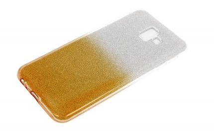 Silikonski ovitek z bleščicami Bling za Samsung Galaxy J6 Plus 2018 J610 srebrn z zlatimi bleščicami