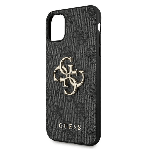 GUESS GUHCN614GMGGR silikonski ovitek za iPhone 11 - črn z zlatim logom