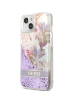 GUESS GUHCP13MLFLSU silikonski ovitek za iPhone 13 6.1 - vijola Flower z bleščicami