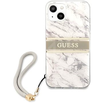 GUESS GUHCP13SKMABGR za iPhone 13 Mini - siv marmor shock silikonski ovitek s sivo zapestnico