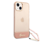 GUESS GUHCP14MHGCOHP za iPhone 14 Plus - roza silikonski ovitek s perla zapestnico