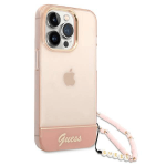 GUESS GUHCP14XHGCOHP za iPhone 14 Pro Max - roza silikonski ovitek s perla zapestnico