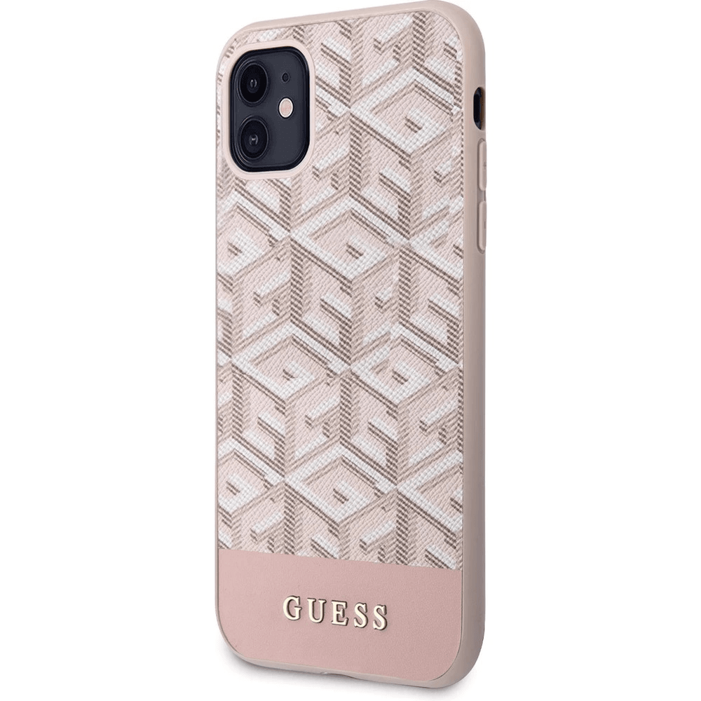 Originalni GUESS ovitek G-Cube GUHMN61HGCFSEP z Magsafe za iPhone 11 - roza