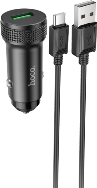 HOCO avtopolnilec Z49A QC 3.0 18W s kablom 1m Type C - črn