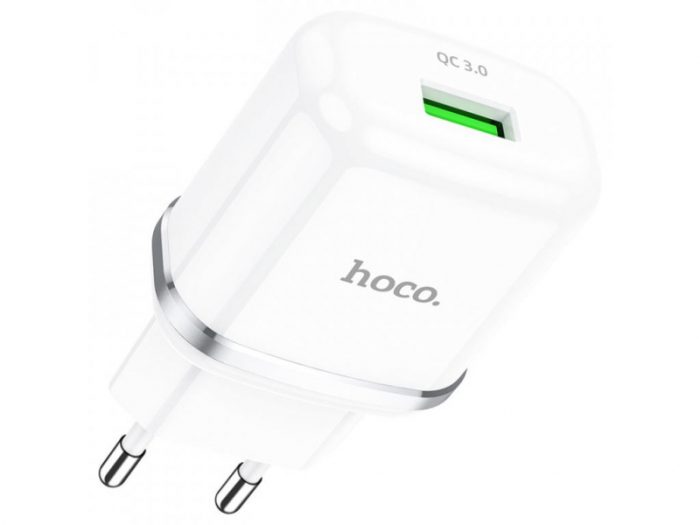 HOCO pametni hišni polnilec adapter N3 18W z 3.0 QC USB vtičem bel