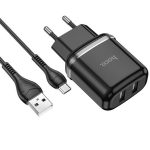 HOCO pametni hišni polnilec N3 18W z 3.0 QC USB vtičem in s polnilnim kablom Type C črn