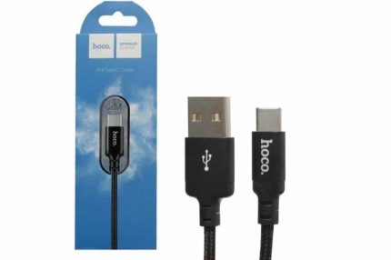 Hoco podatkovni kabel Type C na USB 2m 3A črn pleten