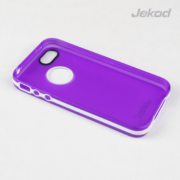 JEKOD silikonski ovitek Apple iPhone 5/5S TPU/T prozorno vijola z okvirjem + Zaščitna folija