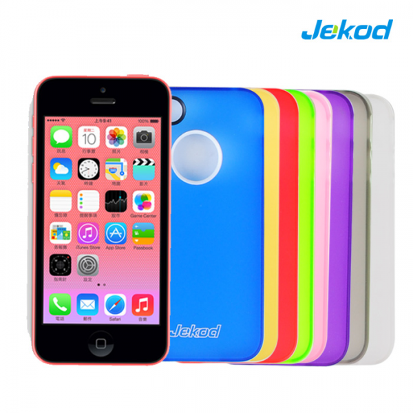 JEKOD silikonski ovitek Apple iPhone 5C TPU/T prozoren vijola z okvirjem + Zaščitna folija