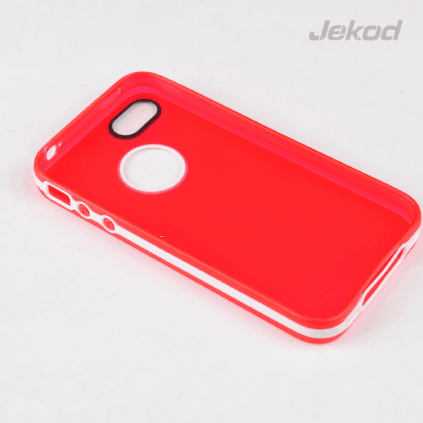 JEKOD silikonski ovitek Apple iPhone 5/5S TPU/T prozorno pink z okvirjem + Zaščitna folija