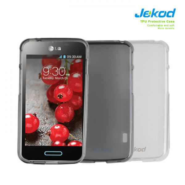 JEKOD silikonski ovitek LG Optimus L5 2 E460 prozorno črn TPU/TB + Zaščitna folija