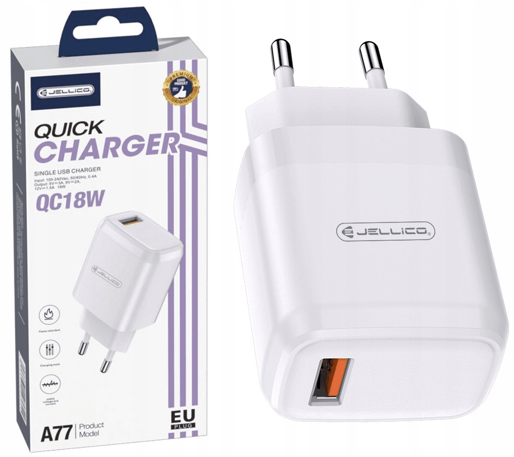 Jellico adapter A77 hišni polnilec 3.0A Quick Charge 22