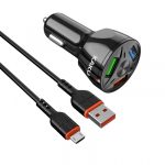 Kaku avtopolnilec KSC-493 3.0 QC s kablom 1m Micro USB - črn