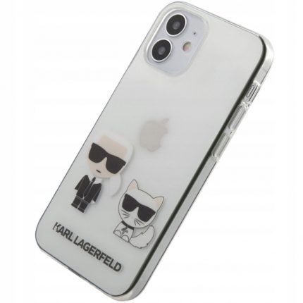 Originalen KARL LAGERFELD ovitek iPhone 12 mini - Karl and Choupette - prozorna trda zaščita - KLHCP12SCKTR