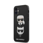 Originalen KARL LAGERFELD ovitek iPhone 12 Mini - Karl and Choupette Heads - črna trda zaščita - KLHCP12SSAKICKCBK