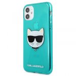 Originalen KARL LAGERFELD ovitek iPhone 13 Mini - Choupetts head - turkizna silikonska zaščita - KLHCP13SCHTRB