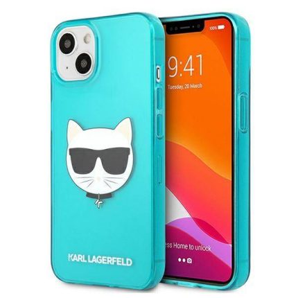 Originalen KARL LAGERFELD ovitek iPhone 13 Mini - Choupetts head - turkizna silikonska zaščita - KLHCP13SCHTRB