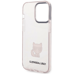 Originalen KARL LAGERFELD ovitek iPhone 14 Pro - Choupette Logo - prozorno roza ovitek - KLHCP14LCTTRI