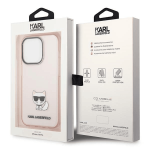 Originalen KARL LAGERFELD ovitek iPhone 14 Pro - Choupette Logo - prozorno roza ovitek - KLHCP14LCTTRI