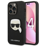 Originalen KARL LAGERFELD ovitek iPhone 14 Pro - Karls Head - črna zaščita - KLHCP14LSAPKHK