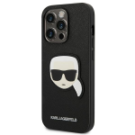 Originalen KARL LAGERFELD ovitek iPhone 14 Pro - Karls Head - črna zaščita - KLHCP14LSAPKHK