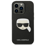 Originalen KARL LAGERFELD ovitek iPhone 14 Pro - Karls Head - črna zaščita - KLHCP14LSAPKHK