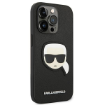 Originalen KARL LAGERFELD ovitek iPhone 14 Pro - Karls Head - črna zaščita - KLHCP14LSAPKHK