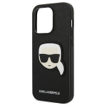 Originalen KARL LAGERFELD ovitek iPhone 14 Pro - Karls Head - črna zaščita - KLHCP14LSAPKHK