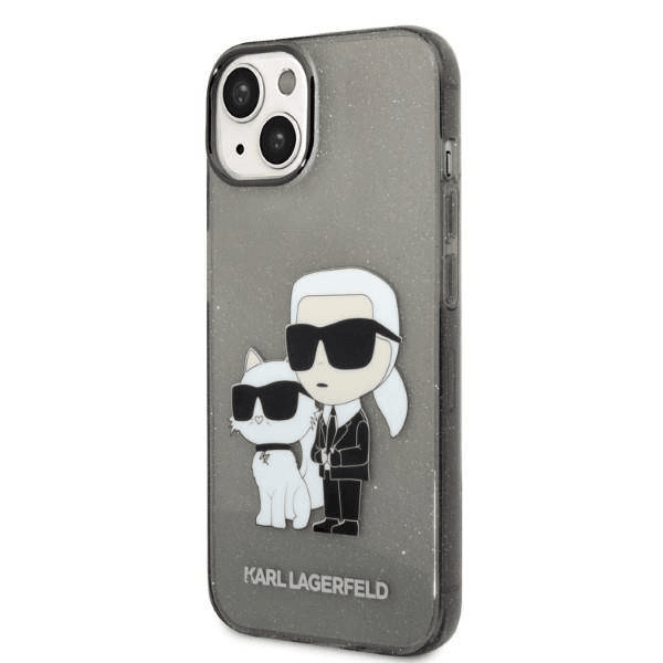 Originalen KARL LAGERFELD ovitek iPhone 14 Plus - Glitter IML NFT Full Bodies -  prozorno črn ovitek z bleščicami - KLHCP14MHNKCTGK