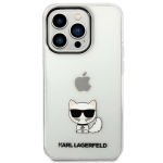 Originalen KARL LAGERFELD ovitek iPhone 14 Pro Max  - Choupette Logo - prozoren ovitek - KLHCP14XCTTR