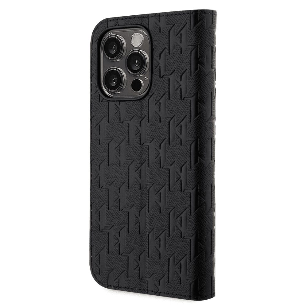 Originalen KARL LAGERFELD ovitek iPhone 13 Pro Max- Saffiano Monogram - knjiga črna - KLBKP13XSAKLHPK