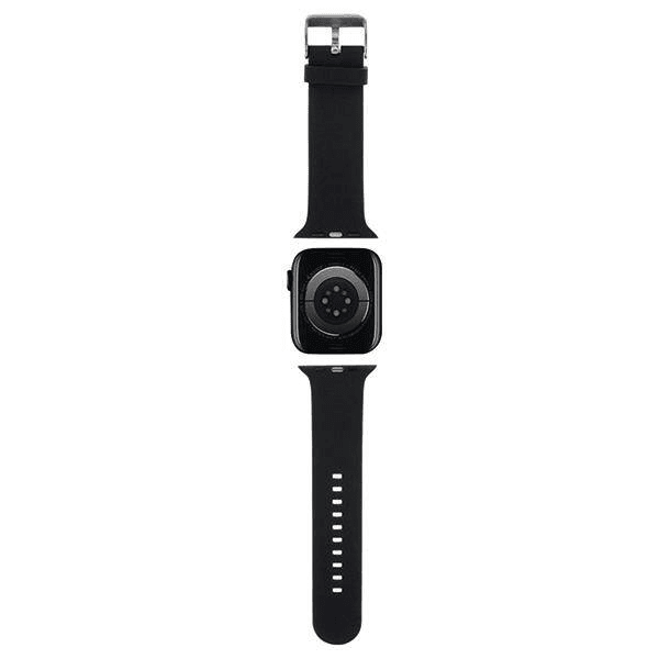 Karl Lagerfeld silikonski pašček za uro za Apple Watch 42 / 44 / 45 / 49 mm - Karls Head - črn - KLAWLSLKP