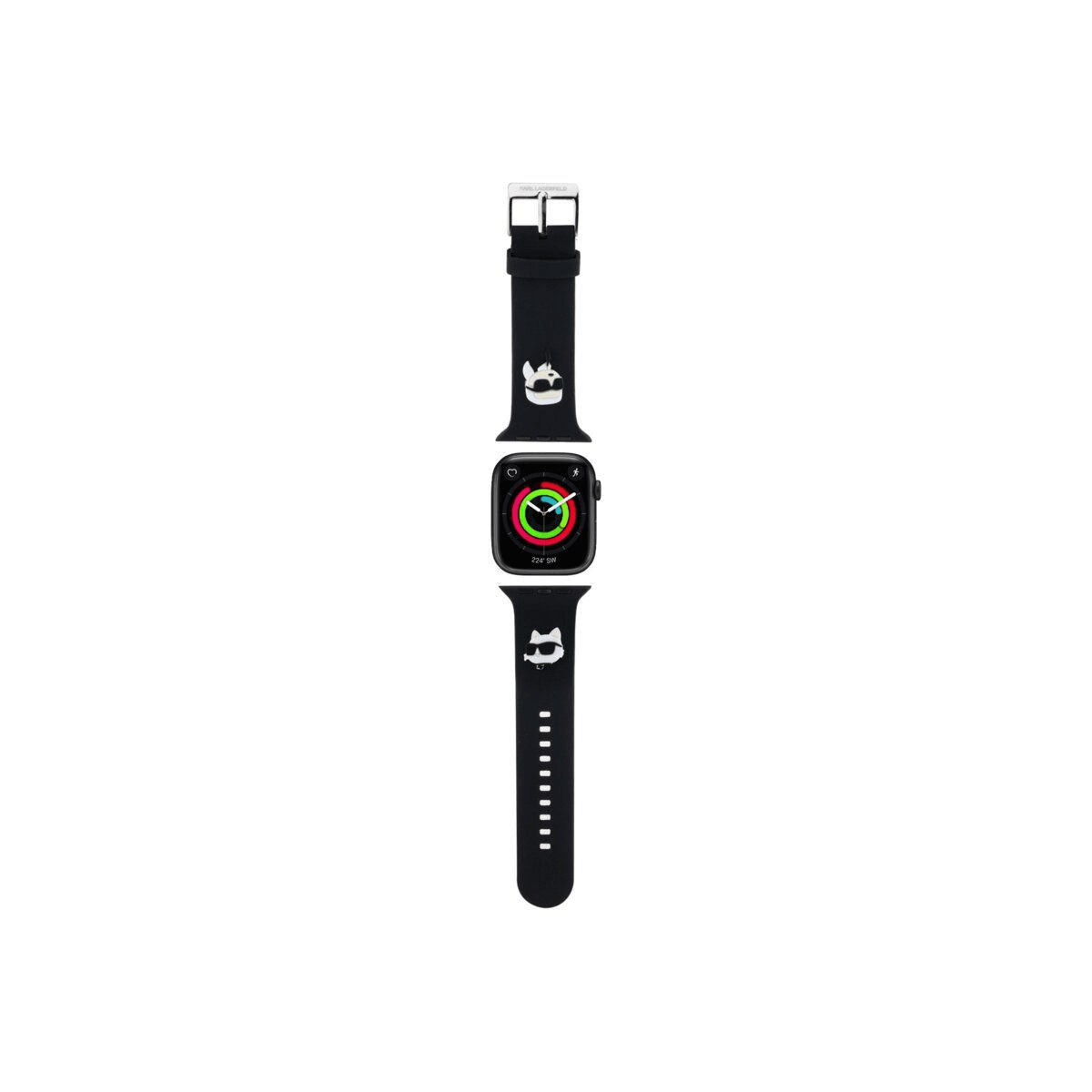 Karl Lagerfeld silikonski pašček za uro za Apple Watch 38 / 40 / 41 mm - Heads - črn - KLAWMSLKCNK