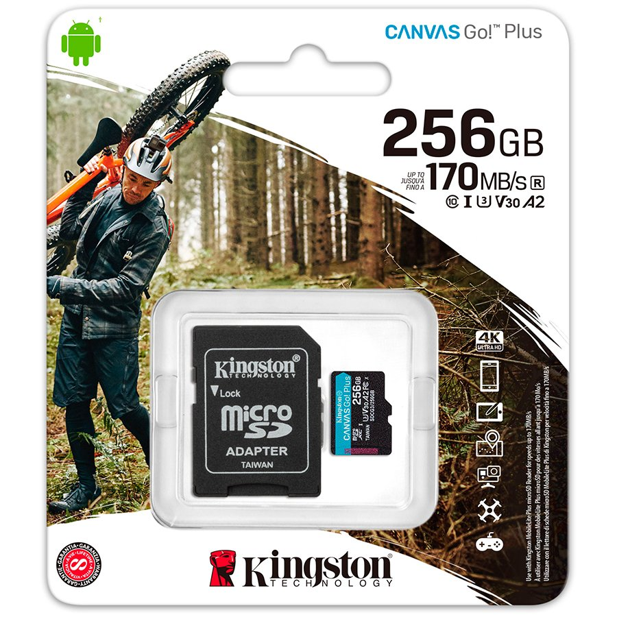 Kingston SPOMINSKA KARTICA 256GB 4K microSD (2v1 MICRO-SDXC ) 170MB/s