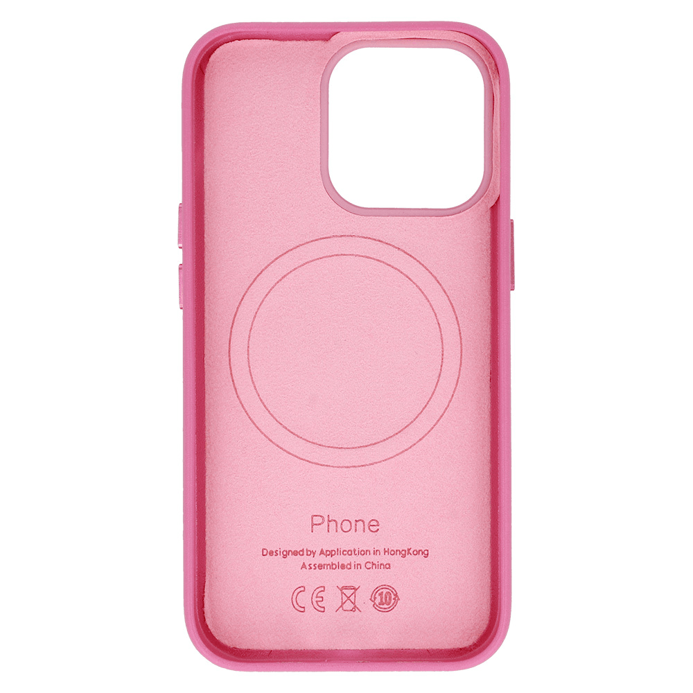 Onasi usnjen silikonski ovitek MagSafe za iPhone 14 - pink