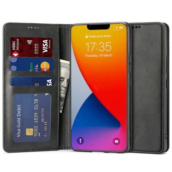 Onasi Wallet denarnica usnjena preklopna torbica Samsung Galaxy A23 - črna