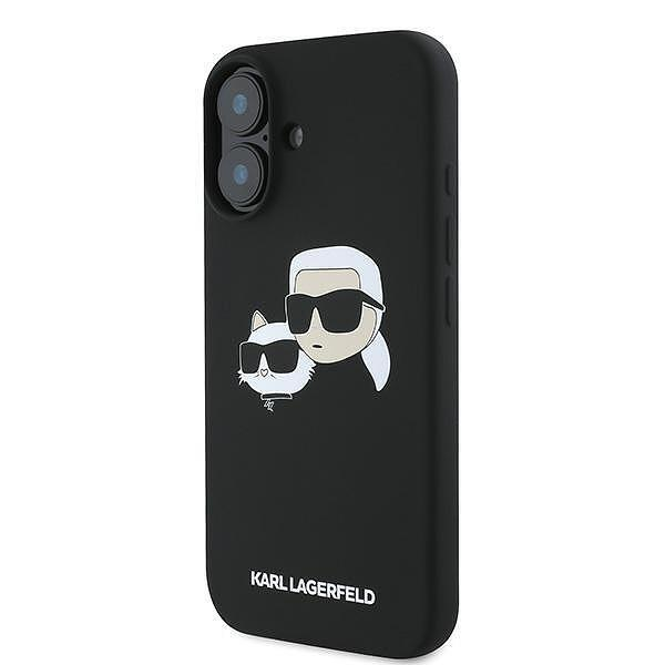 Originalen KARL LAGERFELD ovitek iPhone 16 - IML NFT Heads - črn silikonska zaščita MagSafe - KLHMP16SSKCHPPLK