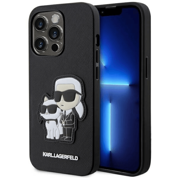 Originalen KARL LAGERFELD ovitek iPhone 14 Pro - IML NFT Full Bodies - črna zaščita - KLHCP14LSANKCPK