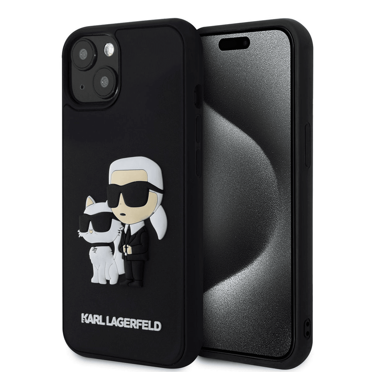 Originalen KARL LAGERFELD ovitek iPhone 15 Plus 6.7 - Full Bodies 3D -  črna trda zaščita - KLHCP15M3DRKCNK